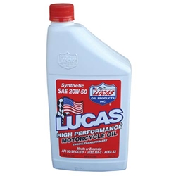 Motorcycle Oil, High Performance, Synthetic 20-50WT, Case of 6, Quart Size Bottles